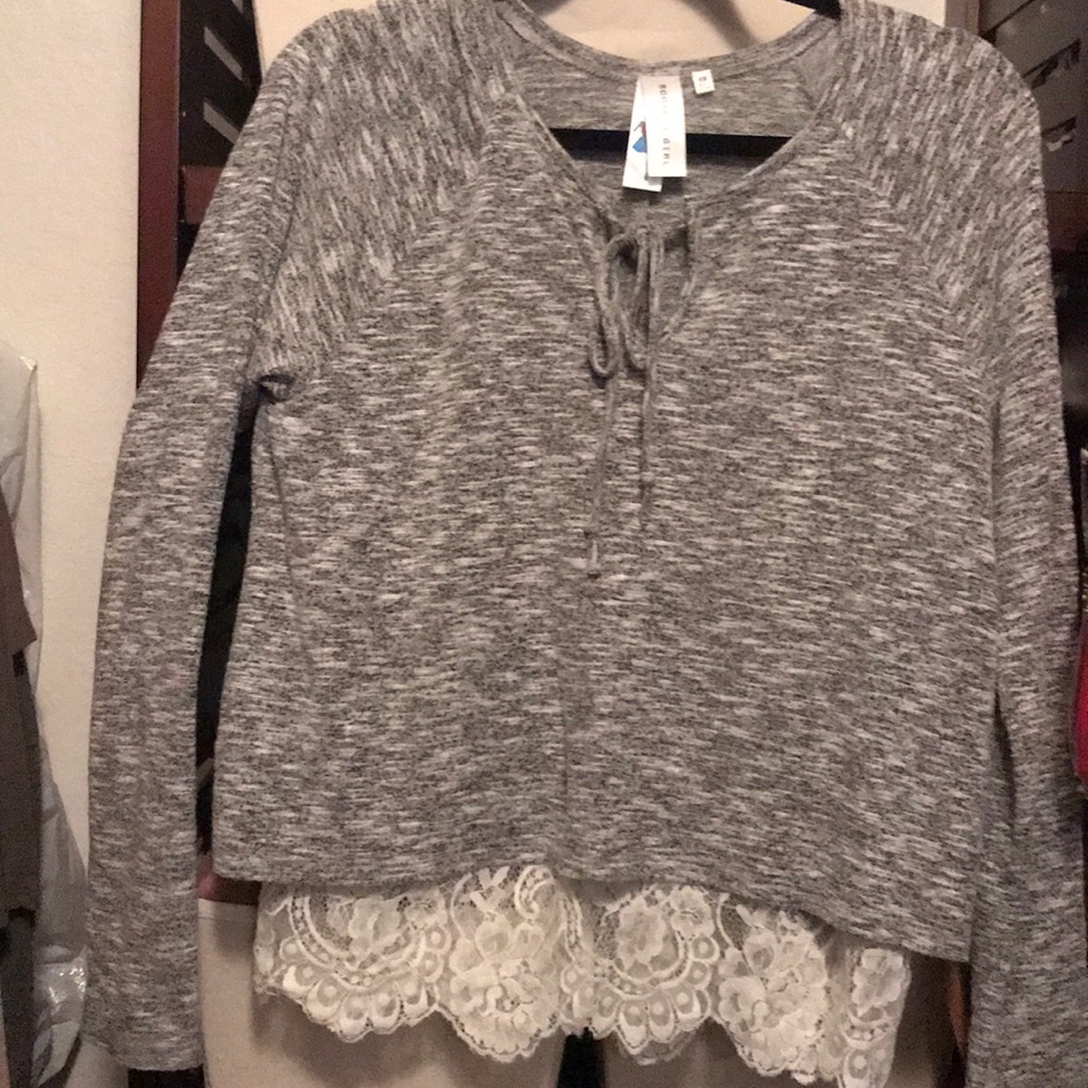 sweater with lace inset